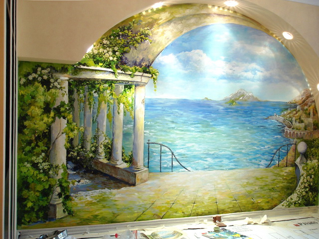 Заказать абстрактные рисунки на стенах — фото росписи в интерьере — steklorez69.ru