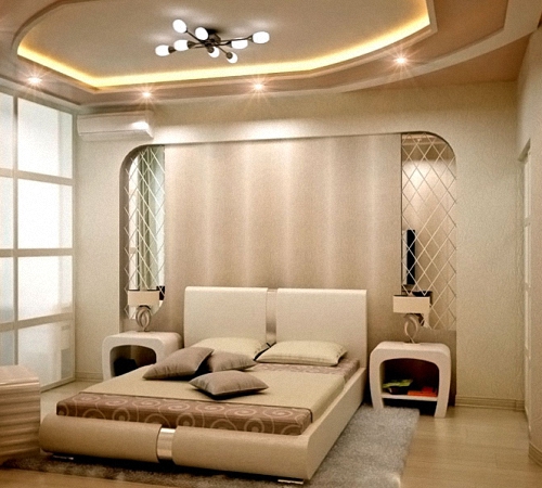 Дизайн Потолка В Спальне Из Гипсокартона Фото