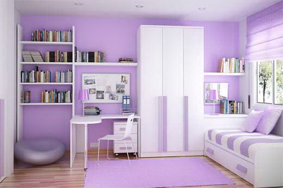 Фиолетовые обои в интерьере спальни: полезные правила (фото)