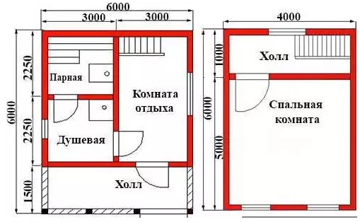 Проект бани с блоков с мансардой