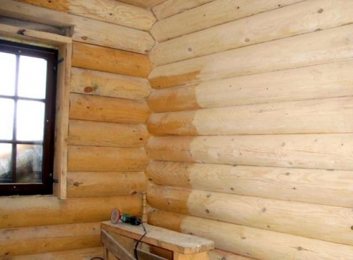 Отделка деревянного дома - шлифовка бревна